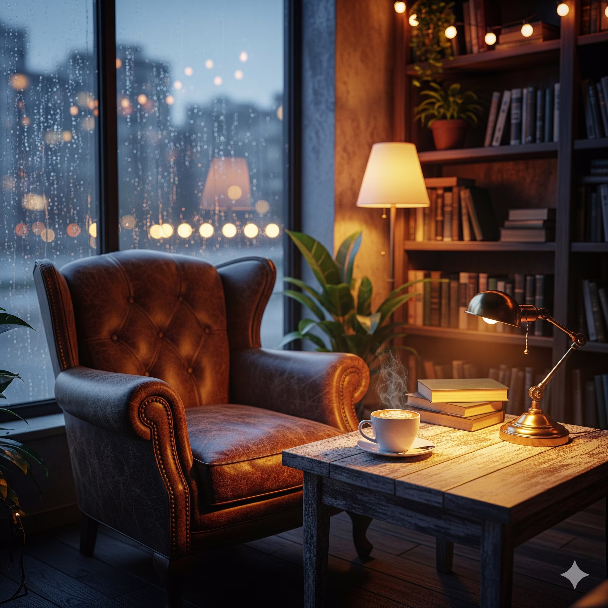 cozy intimate coffee shop with warm lighting