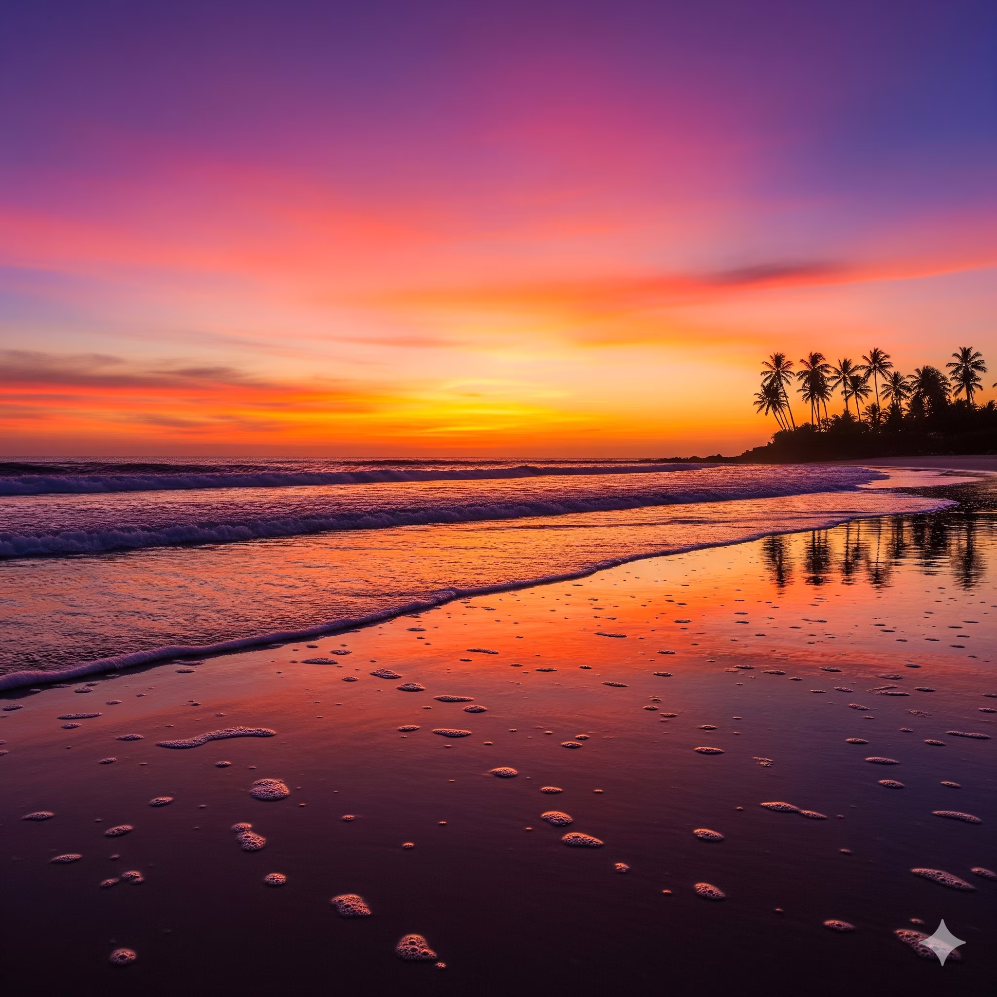 tropical beach at sunset